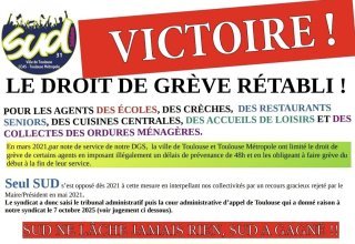 SUD Collectivités Territoriales de la Haute-Garonne : Victoire de SUDCT31 contre la mairie de Toulouse