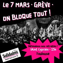 SUD Collectivités Territoriales de la Haute-Garonne : A partir des 7 et 8 mars, mettons les services publics à l'arrêt !