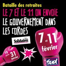 SUD Collectivités Territoriales de la Haute-Garonne : Réforme des retraites : mobilisations le 7 et le 11 février