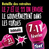 SUD Collectivités Territoriales de la Haute-Garonne : Réforme des retraites : mobilisations le 7 et le 11 février