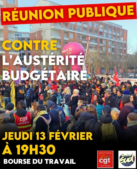 SUD Collectivités Territoriales de la Haute-Garonne : Réunion publique - lutte contre l'austérité budgétaire Toulouse - CD31