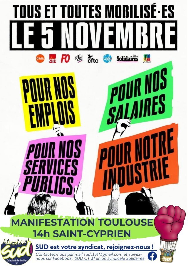 SUD Collectivités Territoriales de la Haute-Garonne : Généralisons la grève construisons la reconduction