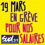 SUD Collectivités Territoriales de la Haute-Garonne : Toutes et tous en grève le 19 mars !